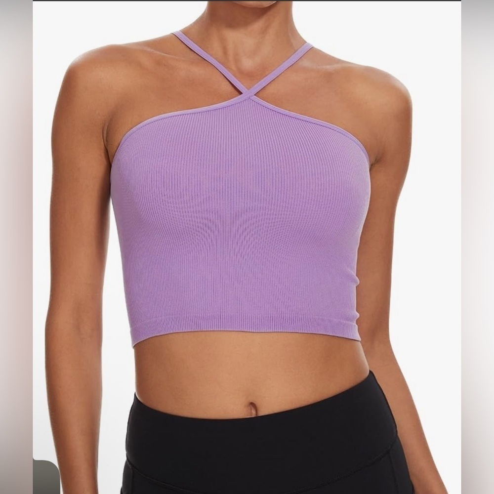 Women's Halter Crop Top includes orange and purple (041) - Picture 1 of 2